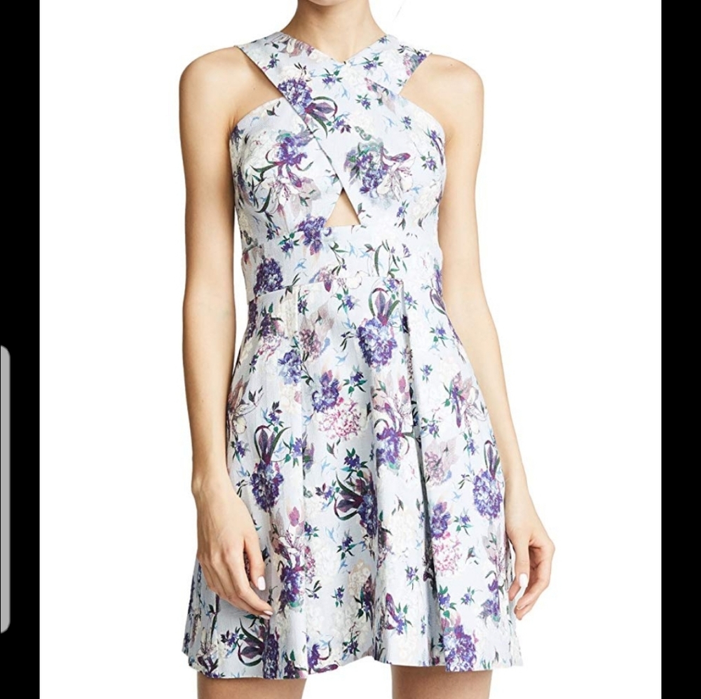 Black Halo floral criss cross halter with cut out